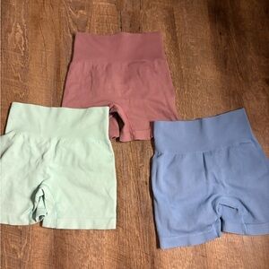 Amazon Women's Ribbed Bike Shorts - Mauve, Mint, Blue